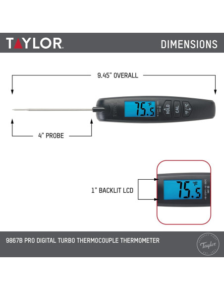 Termómetro Digital de Cocina Taylor 9867 Plegable Negro Termómetro Digital de Cocina Taylor 9867 Plegable Negro