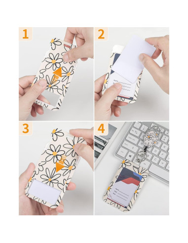 Porta Insignias Deslizante Uniclife Floral Beige para 2 Tarjetas