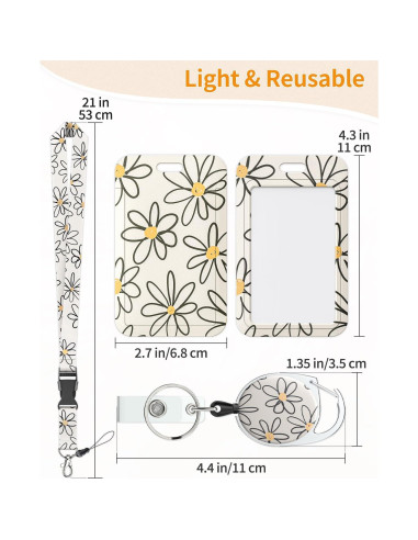 Porta Insignias Deslizante Uniclife Floral Beige para 2 Tarjetas