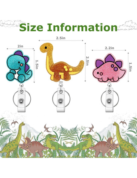 Reel de Insignia Retráctil HLQHXWHZT - Dinosaurio Ctue - 3 Piezas Reel de Insignia Retráctil HLQHXWHZT - Dinosaurio Ctue - 3 Piezas