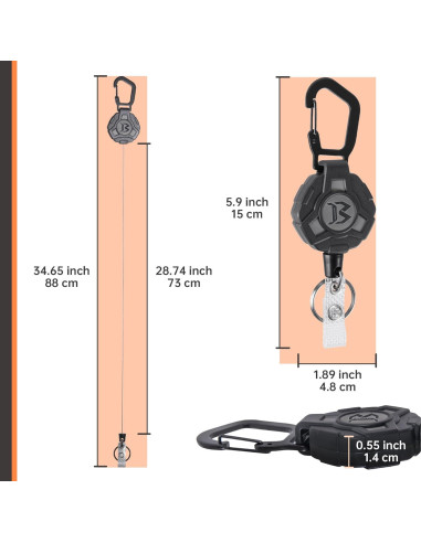 Portacarnet Retráctil Bemece 2 Pack Carabiner 73.66 cm