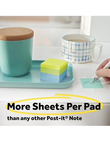 Cubo de Notas Adhesivas Post-it 5.08 cm x 5.08 cm 3 Blocs 400 Hojas
