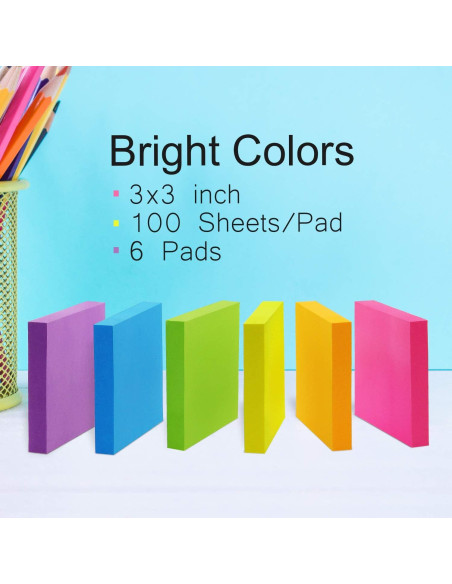 Notas Adhesivas 7.62x7.62 cm Osboo 6 Colores Brillantes 600 Hojas Notas Adhesivas 7.62x7.62 cm Osboo 6 Colores Brillantes 600 Hojas