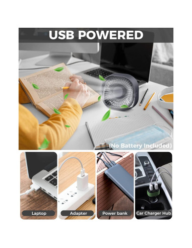 Ventilador de Escritorio USB RJVW 12 cm 3 Velocidades Silencioso