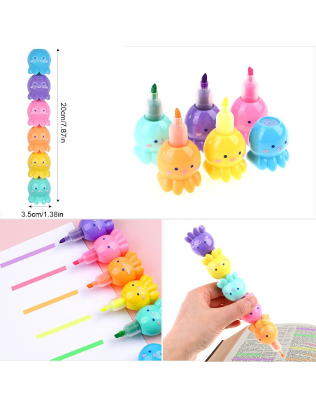 Set de 7 Bolígrafos Resaltadores Kawaii CNYMANY Multicolor Set de 7 Bolígrafos Resaltadores Kawaii CNYMANY Multicolor