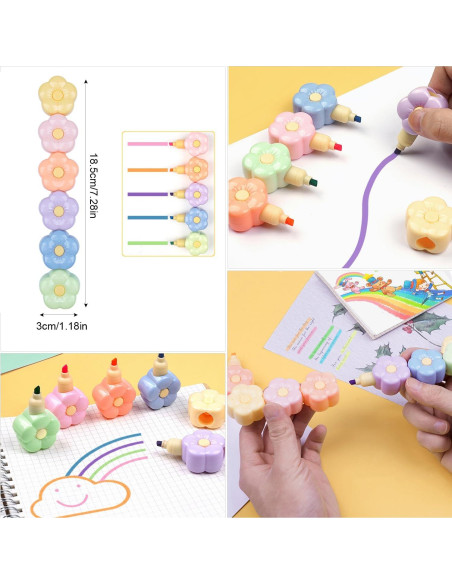 Set de 7 Bolígrafos Resaltadores Kawaii CNYMANY Multicolor Set de 7 Bolígrafos Resaltadores Kawaii CNYMANY Multicolor