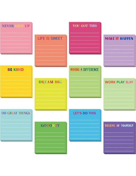 Notas Adhesivas Motivacionales Yinder 24 Pcs 7.62x7.62cm Notas Adhesivas Motivacionales Yinder 24 Pcs 7.62x7.62cm