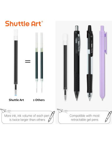 Recargas de bolígrafo de gel Shuttle Art 60 unidades 0.7mm negro
