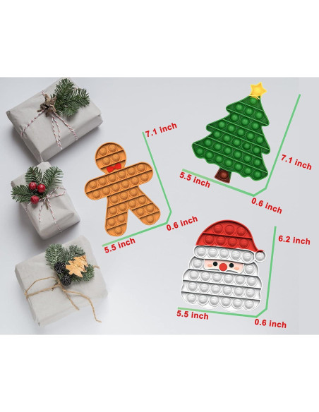 Juguete Fidget Pop Navidad USAILISI 3 Piezas Alivio Estrés Juguete Fidget Pop Navidad USAILISI 3 Piezas Alivio Estrés