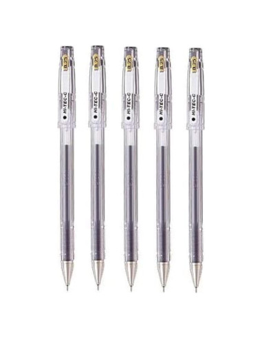 Bolígrafo gel Pilot Hi-Tec-C 025, punta 0.25mm, tinta negra, 5 unidades