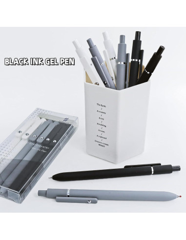 Bolígrafos de Gel 0.5mm UIXJODO 6 Pcs Tinta Negra Suave