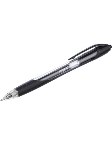 Bolígrafos de Gel Retráctiles Amazon Basics, Punta Fina 0.7mm, Negro, Paquete de 12