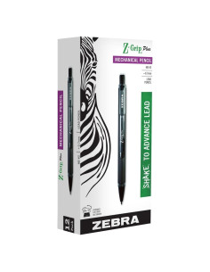 Lápiz Mecánico Zebra Z-Grip Plus 0.7mm Negro - Paquete de 12