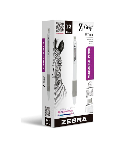 Lápiz Mecánico Zebra Pen Z-Grip 0.7mm Grafito HB Paquete 12 Lápiz Mecánico Zebra Pen Z-Grip 0.7mm Grafito HB Paquete 12