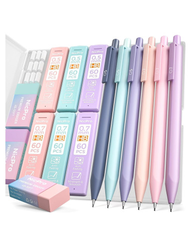 Conjunto de Lápices Mecánicos Nicpro 6PCS 0.5mm y 0.7mm