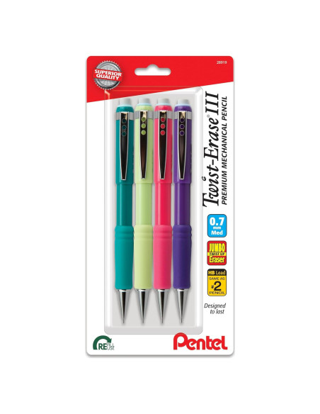 Lápiz Mecánico Pentel Twist-Erase III 0.7mm Paquete de 4 Lápiz Mecánico Pentel Twist-Erase III 0.7mm Paquete de 4