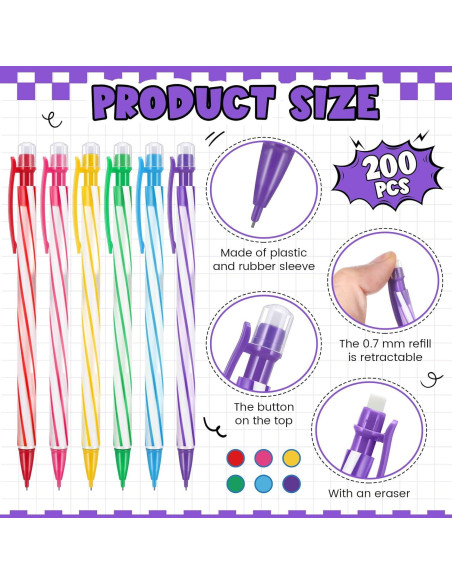Lápices Mecánicos Colarr 200 Pcs 0.7mm Multicolor con Borrador Lápices Mecánicos Colarr 200 Pcs 0.7mm Multicolor con Borrador