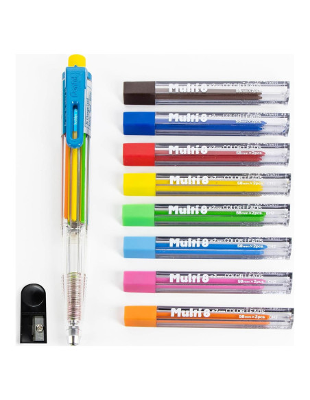 Conjunto de Lápices Automáticos Pentel 8 Colores con Sacapuntas Conjunto de Lápices Automáticos Pentel 8 Colores con Sacapuntas