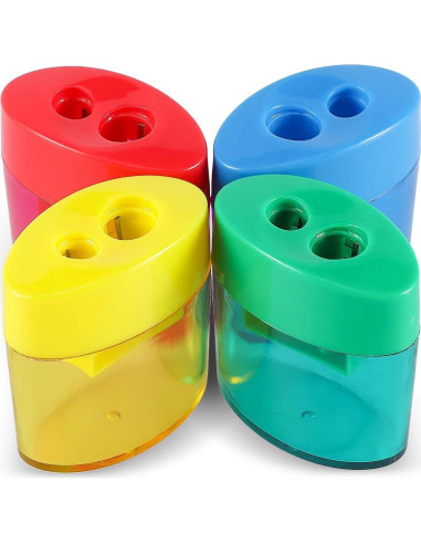 Sacapuntas Manual KIDMEN 2 Agujeros - Paquete de 12 Colores