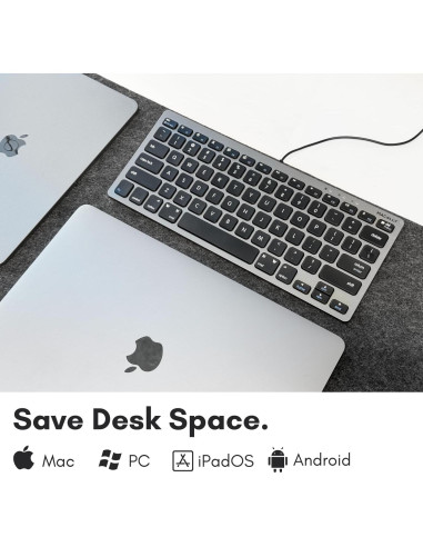 Teclado USB-C Macally Compacto 78 Teclas Gris Espacial