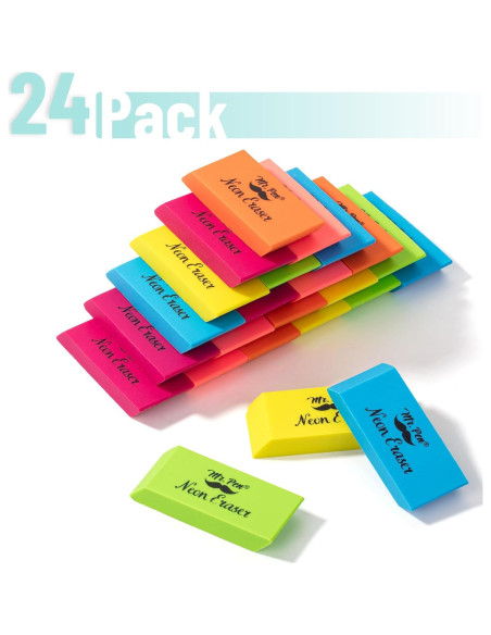Gomas de Borrar Mr. Pen 24 Pcs Neón Sin Látex Gomas de Borrar Mr. Pen 24 Pcs Neón Sin Látex