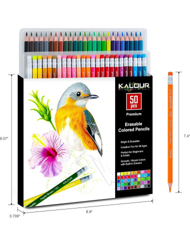 Set de Lápices de Colores Borrables KALOUR 50 Colores