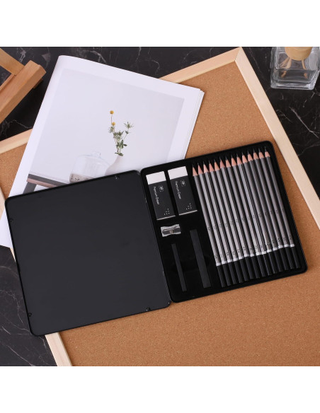 Lápices de Dibujo Mr. Pen 19 Pcs con Borradores y Sacapuntas Lápices de Dibujo Mr. Pen 19 Pcs con Borradores y Sacapuntas