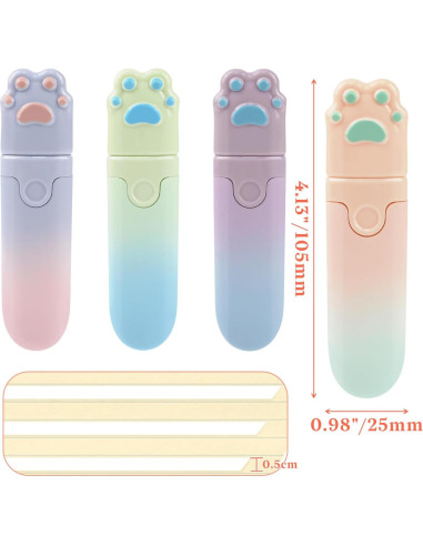 Set de 4 Cintas Correctoras Retráctiles Temiary 5mm Blanco