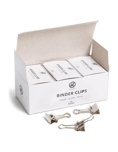 Clips de Carpeta Pequeños U Brands Plata 19mm 72 Unidades Clips de Carpeta Pequeños U Brands Plata 19mm 72 Unidades