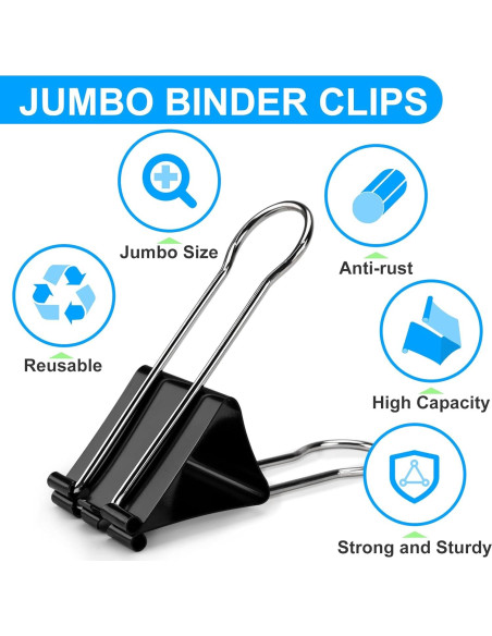 Clips de Carpeta Jumbo OWLKELA 4 Pcs 6 cm Acero Negro Clips de Carpeta Jumbo OWLKELA 4 Pcs 6 cm Acero Negro