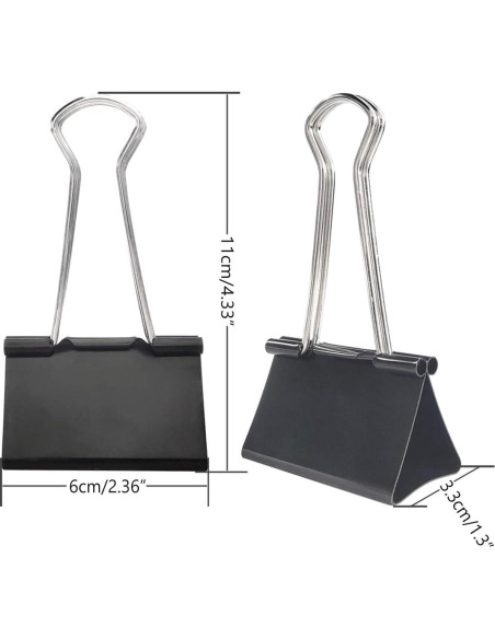 Clip de carpeta extragrande DSTELIN negro - Paquete de 12 Clip de carpeta extragrande DSTELIN negro - Paquete de 12
