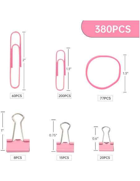 Juego de Clips de Papel y Carpeta DANRONG Rosa 380 Piezas Juego de Clips de Papel y Carpeta DANRONG Rosa 380 Piezas