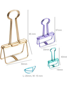 Set de 38 Clips de Binder y Papel VENCINK Multicolor 2
