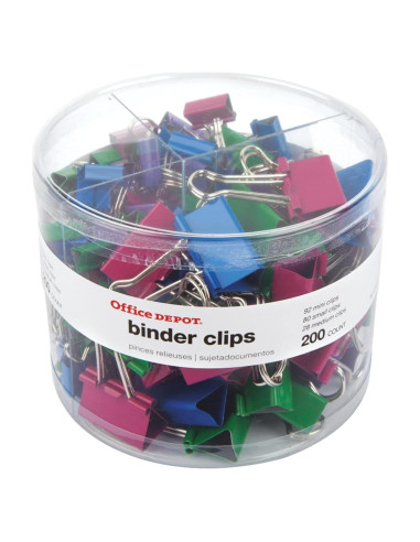 Clips de Carpeta Office Depot 200 Piezas Tamaños Variados