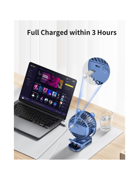 Ventilador de Clip GOTOTO M29 Recargable 3 Velocidades 360 Ventilador de Clip GOTOTO M29 Recargable 3 Velocidades 360