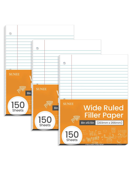 Papel Suelto Rayado Ancho SUNEE 450 Hojas 20.3x26.7 cm Papel Suelto Rayado Ancho SUNEE 450 Hojas 20.3x26.7 cm
