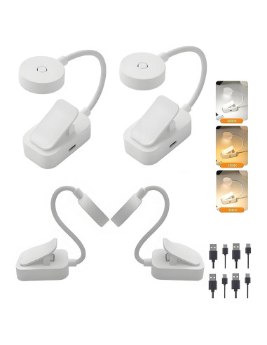 Paquete de 4 luces de lectura recargables Darlur con clip