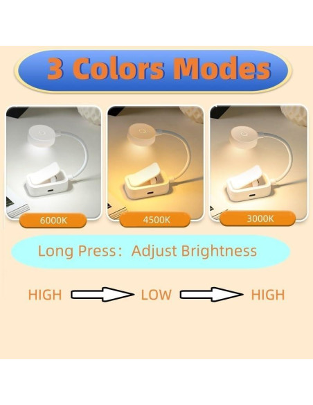 Paquete de 4 luces de lectura recargables Darlur con clip Paquete de 4 luces de lectura recargables Darlur con clip