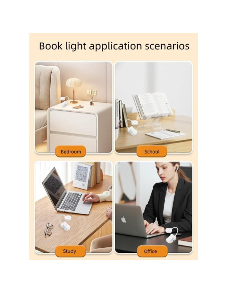 Paquete de 4 luces de lectura recargables Darlur con clip Paquete de 4 luces de lectura recargables Darlur con clip