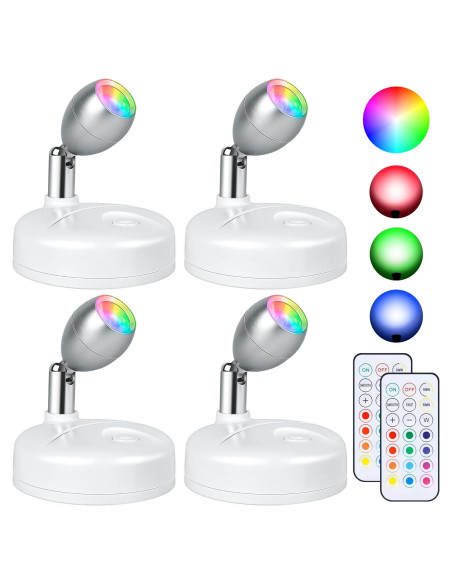 Paquete de 4 luces LED inalámbricas Destlife RGBW 13 colores Paquete de 4 luces LED inalámbricas Destlife RGBW 13 colores
