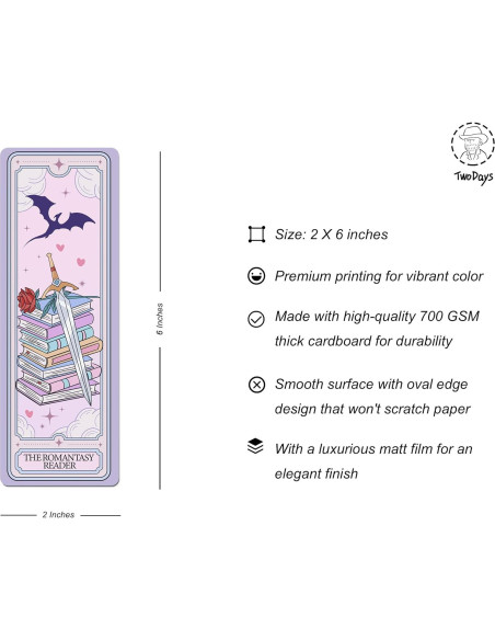 Set de 10 Marcadores de Tarot TwoDays 15.24x5.08 cm - Regalo para Amantes de Libros Set de 10 Marcadores de Tarot TwoDays 15.24x5.08 cm - Regalo para Amantes de Libros