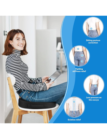 Cojín de Asiento Ergonómico CushZone - Espuma Viscoelástica Negro Cojín de Asiento Ergonómico CushZone - Espuma Viscoelástica Negro