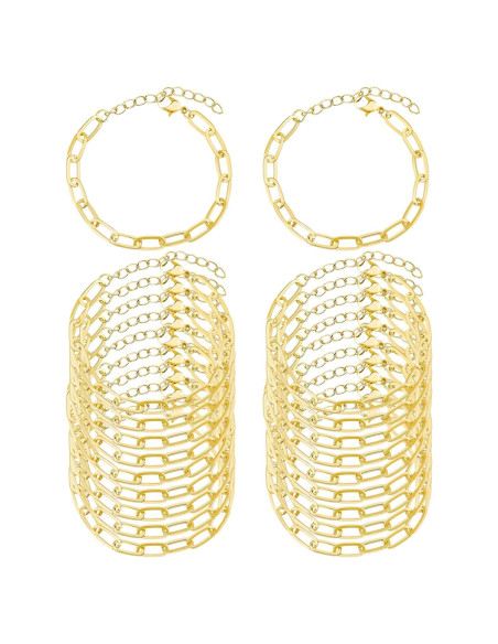 Kit de Pulseras de Cadena Tiggell 20 Piezas Aleación Oro Kit de Pulseras de Cadena Tiggell 20 Piezas Aleación Oro