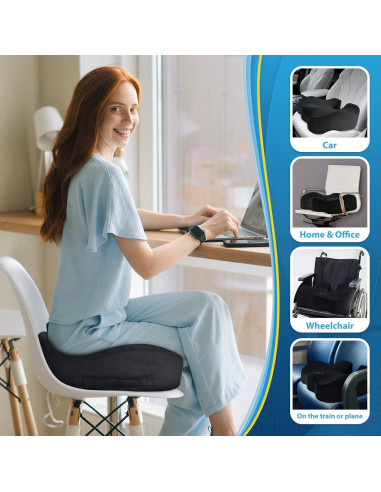 Cojín de Asiento BlissTrends Espuma Viscoelástica 46x41cm Negro