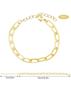 Kit de Pulseras de Cadena Tiggell 20 Piezas Aleación Oro 2