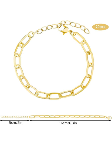 Kit de Pulseras de Cadena Tiggell 20 Piezas Aleación Oro Kit de Pulseras de Cadena Tiggell 20 Piezas Aleación Oro