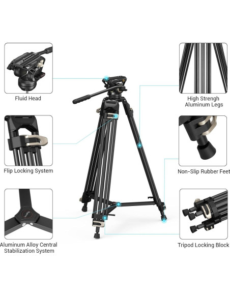 Trípode de Video SmallRig AD-01 73" con Cabezal Fluido Trípode de Video SmallRig AD-01 73" con Cabezal Fluido