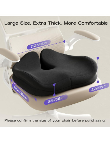 Cojín Viscoelástico ZZ-WELL para Silla de Oficina 54x42 cm