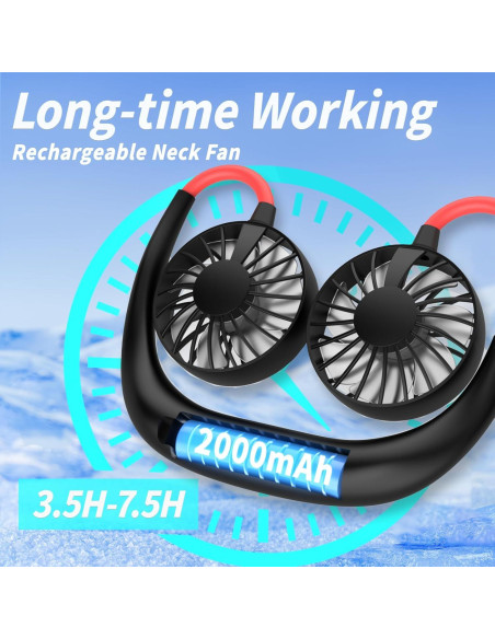 Ventilador de Cuello Shuangjishan Recargable 2000mAh 360 Ventilador de Cuello Shuangjishan Recargable 2000mAh 360