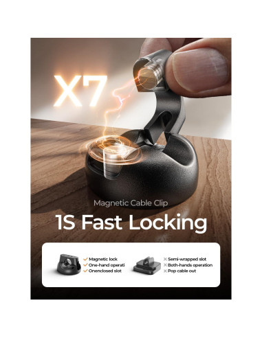 Sujetadores de Cables Magnéticos LISEN - Paquete de 10, Negro